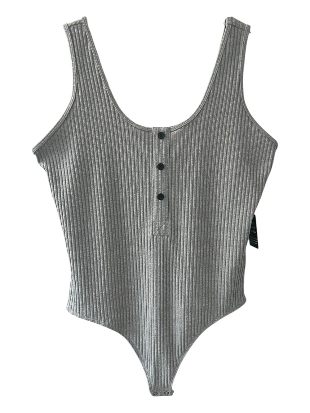 Express Grey Ribbed Tank Bodysuit Size L NWT Women